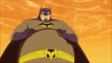一只肥胖的蝙蝠侠与一群小丑交战