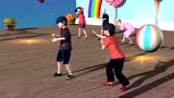 在广场上3D儿童组团跳嘻哈舞，丰富想象力