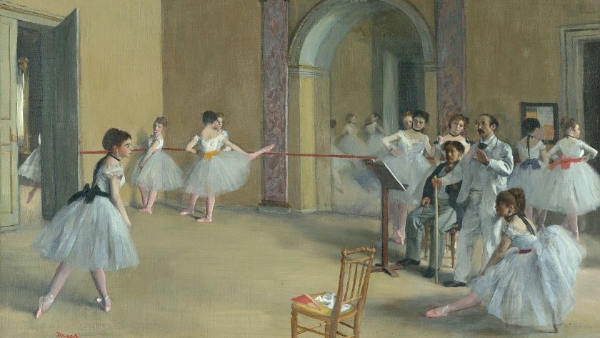 油画欣赏印象派 德加《舞蹈课》